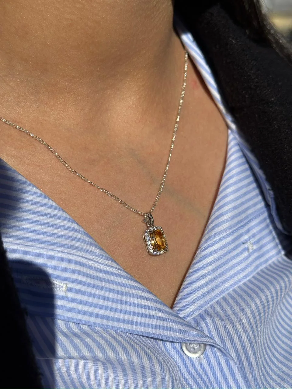 collier citrine en argent s925 /قلادة من حجر السترين من الفضة عيار 925