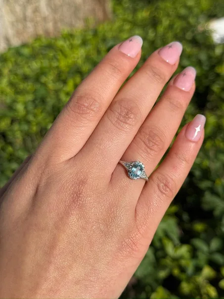 Bague topaz bleu en argent s925/خاتم من التوباز الفضة عيار 925