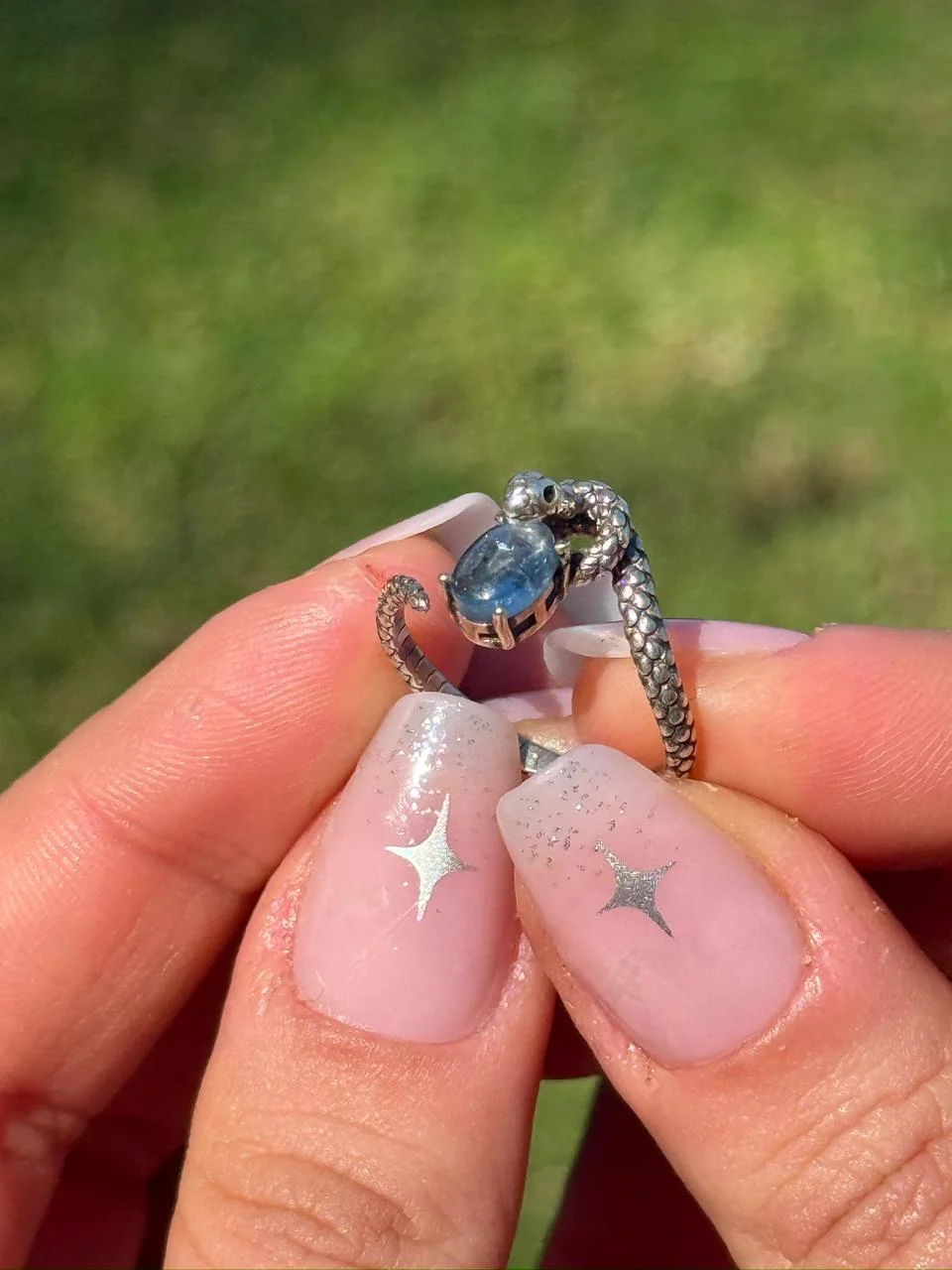 Bague aquamarine en argent 925  / خاتم أكوامارين فضة عيار 925