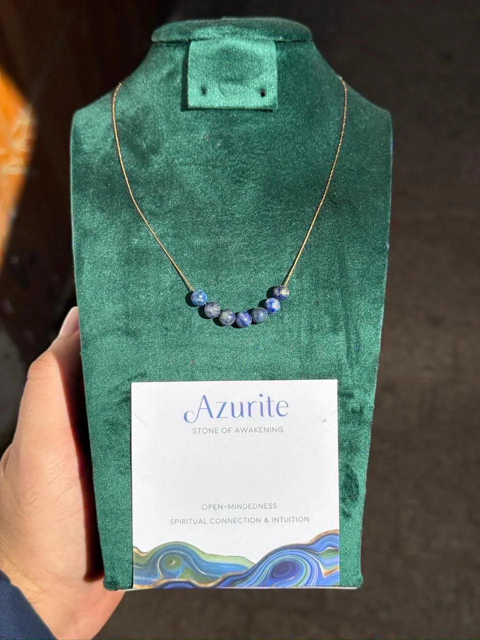 collier azurite avec acier inoxydable