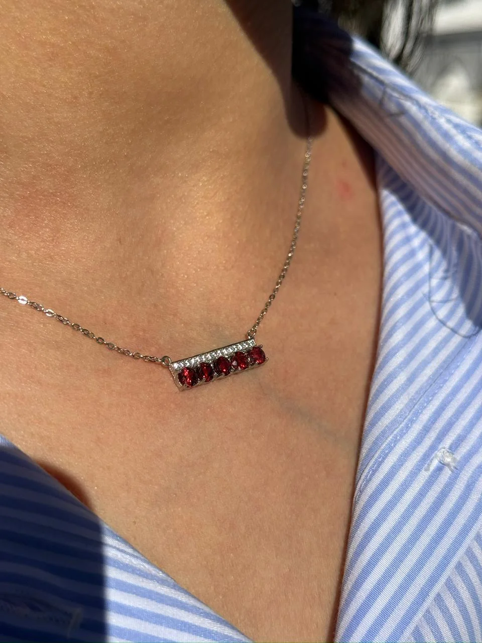 collier garnet en argent 925 / قلادة العقيق الأحمر فضة عيار 925