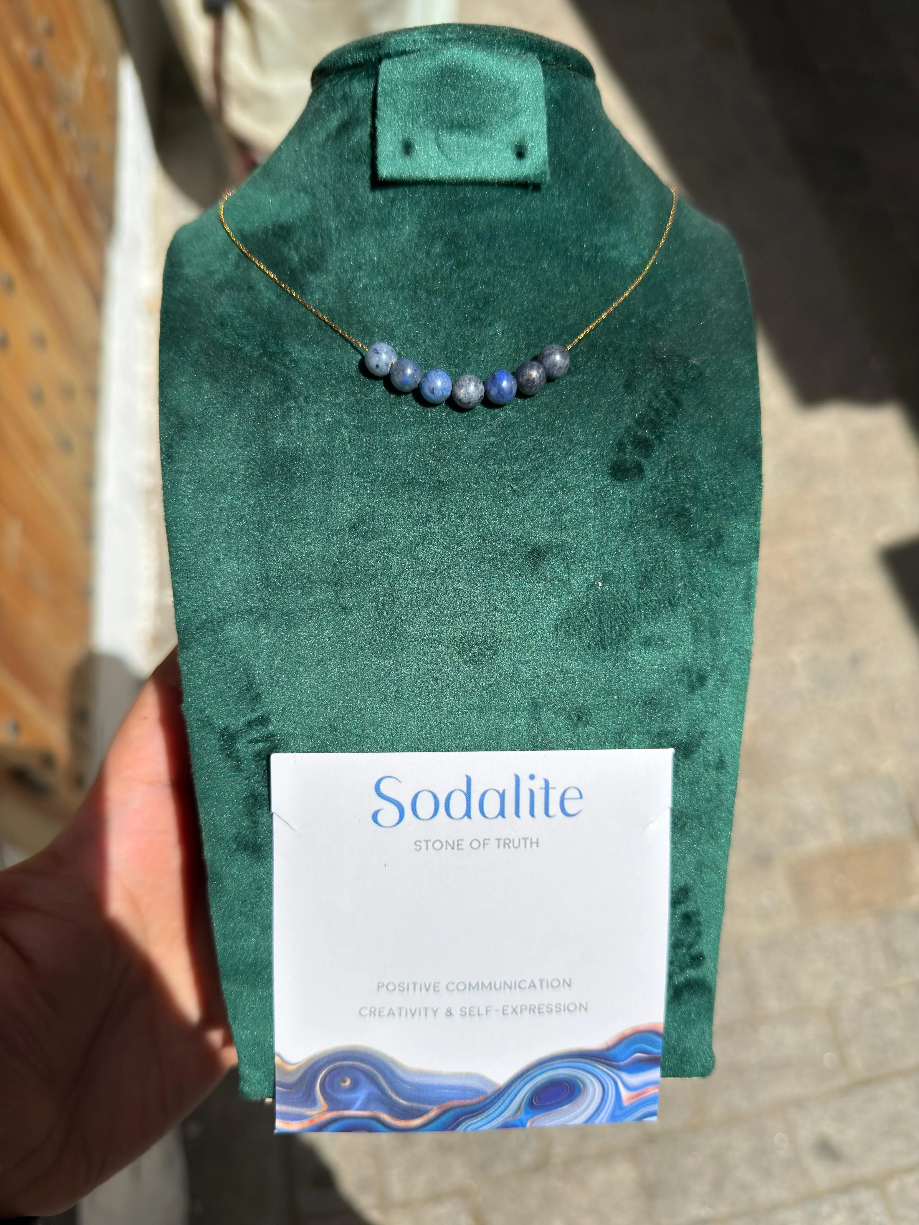 collier sodalite avec acier inoxydable