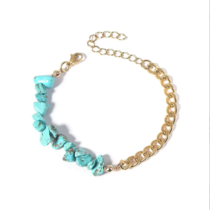 bracelet turquoise avec acier inoxydable /سوار الفيروز