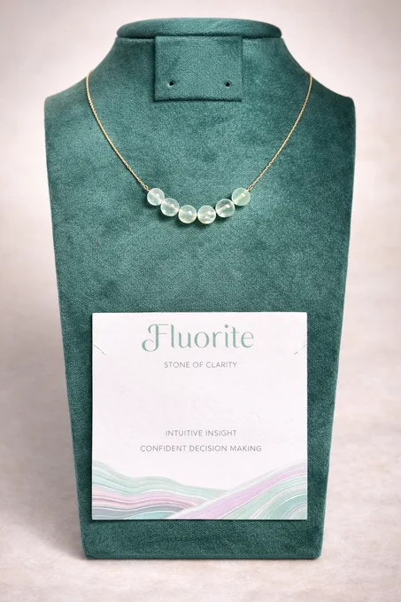 collier fluorite avec acier inoxydable