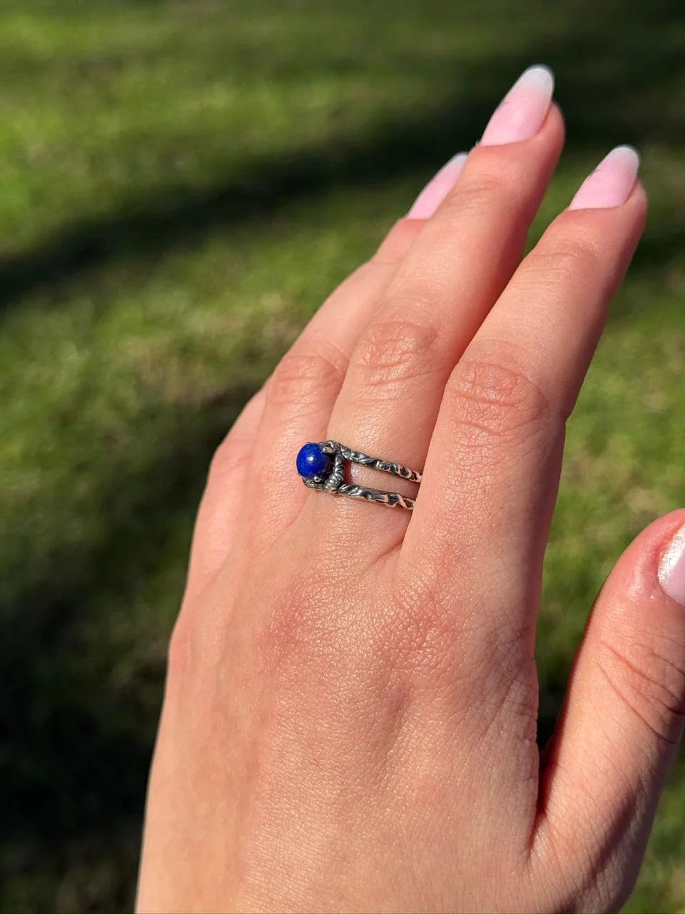 Bague lapis lazuli en argent s925/ خاتم من حجر اللازورد من الفضة عيار 925