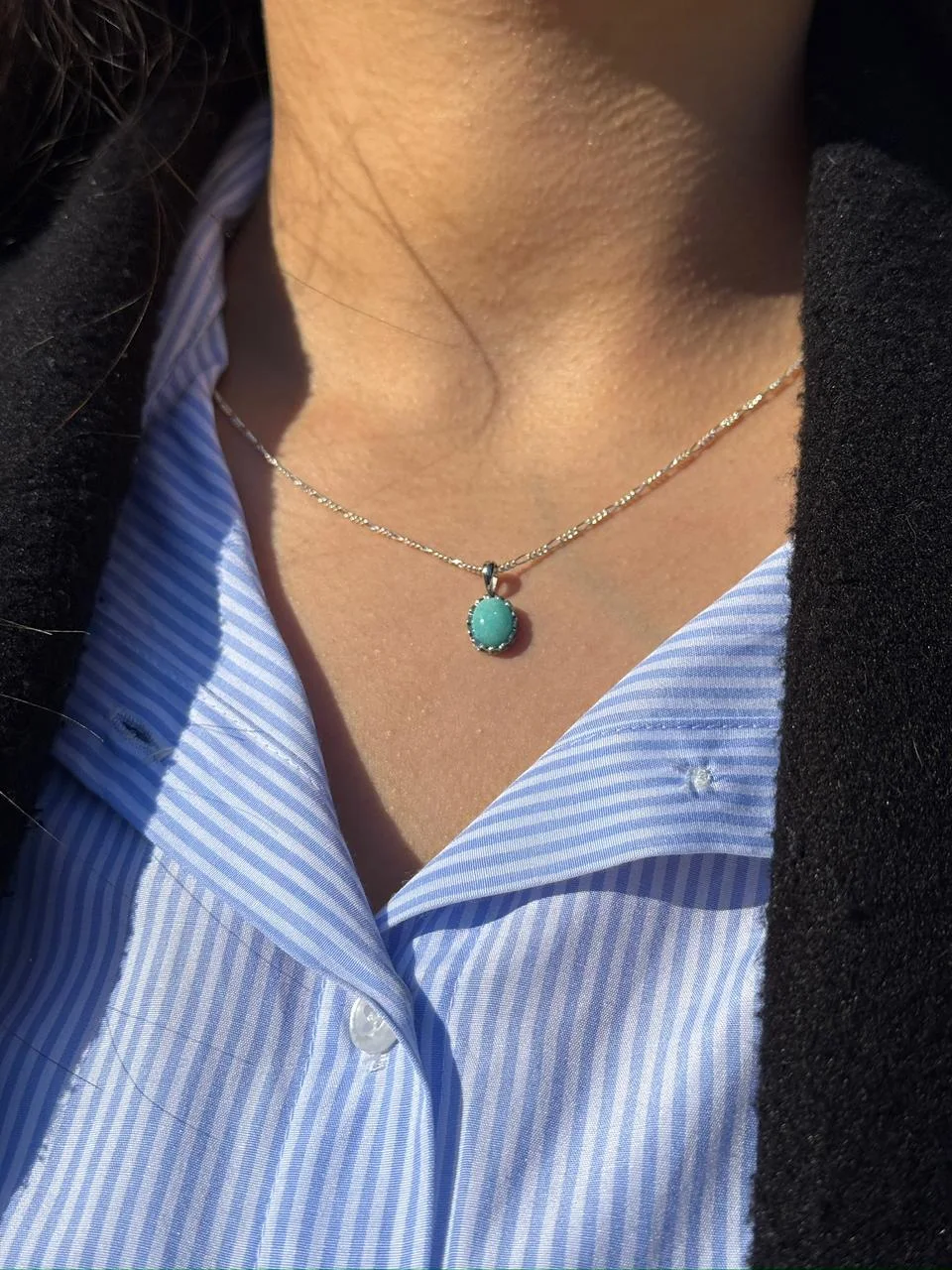 collier Amazonite en argent s925 /  قلادة أمازونيت من الفضة عيار 925