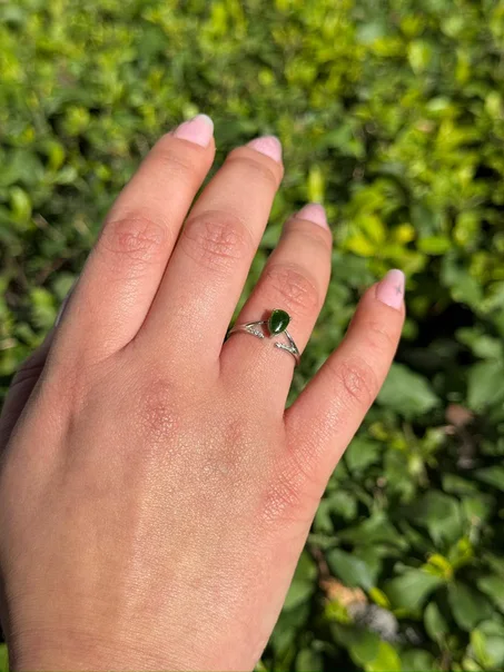 Bague diopside en argent s925/خاتم ديوبسيد من الفضة عيار 925