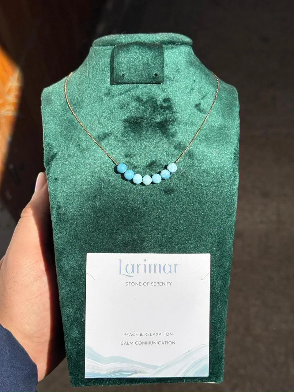 collier larimar avec acier inoxydable