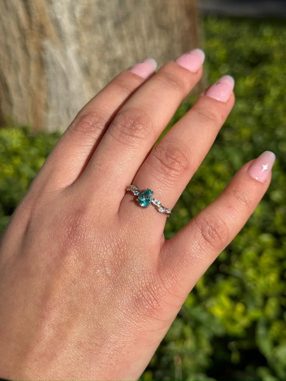 Bague apatite bleu en argent s925 /خاتم من الأباتيت الأزرق من الفضة عيار 925