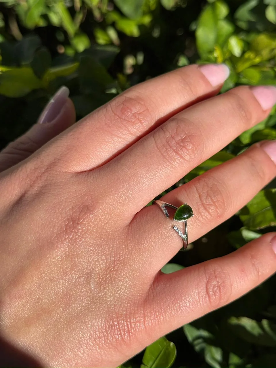 Bague diopside en argent s925/خاتم ديوبسيد من الفضة عيار 925
