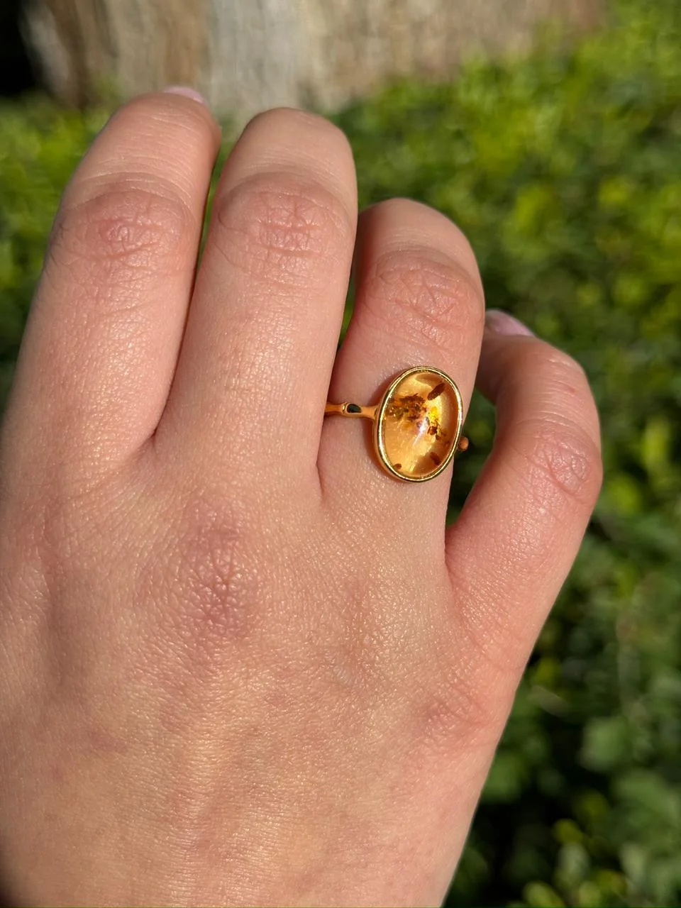 Bague Ambre en argent s925 / خاتم من الكهرمان والفضة عيار 925