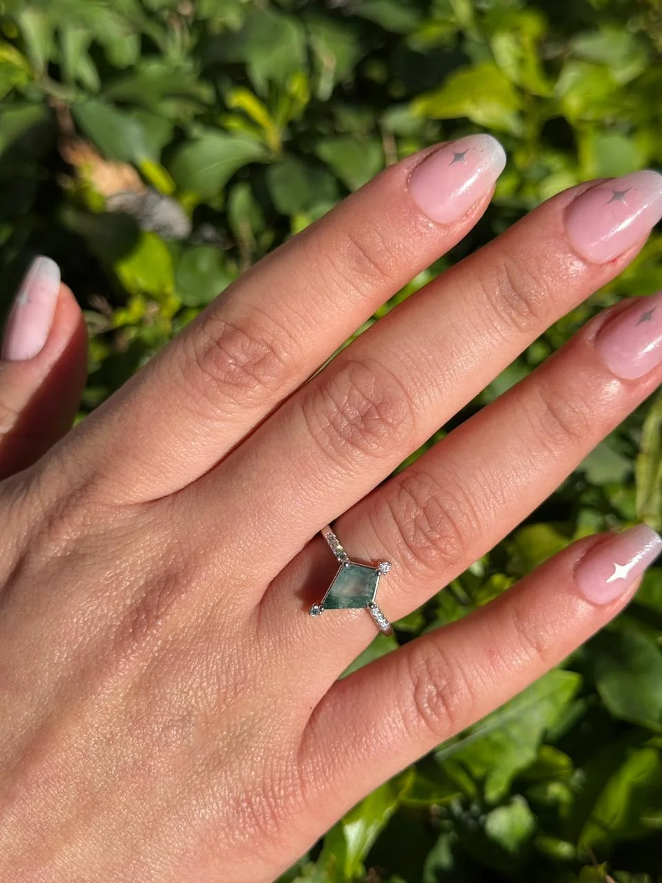 bague tree agate en argent s925 / خاتم حجر عقيق الشجرة من الفضة عيار 925