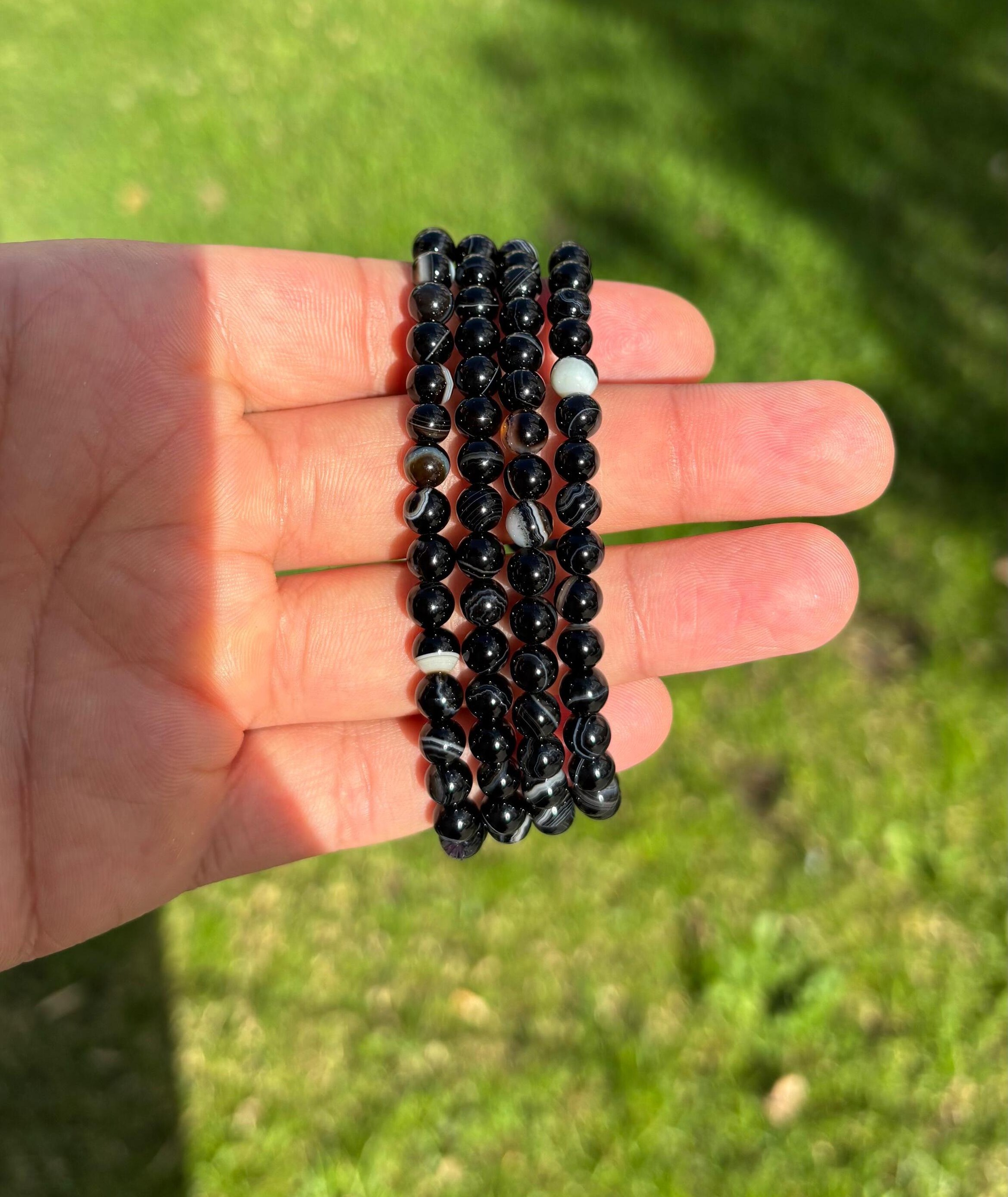 bracelet agate noir /سوار العقيق الأسود