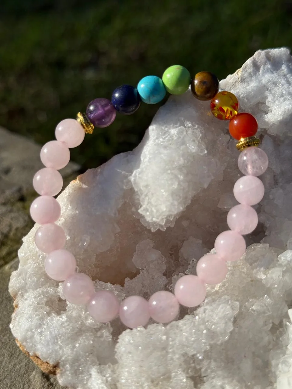 bracelet quartz rose chakra /سوار شاكرا من الكوارتز الوردي