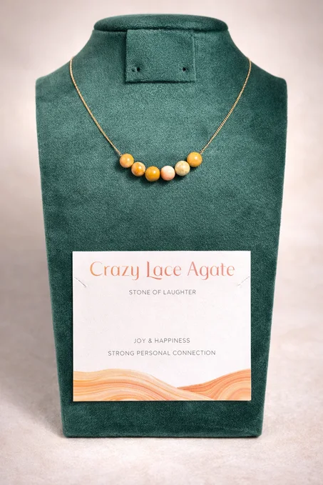collier crazy lace agate avec acier inoxydable