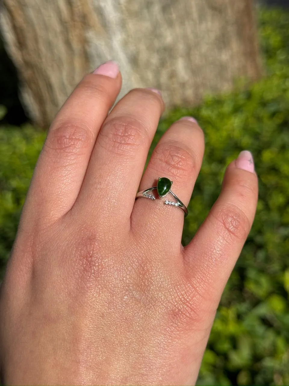 Bague diopside en argent s925/خاتم ديوبسيد من الفضة عيار 925