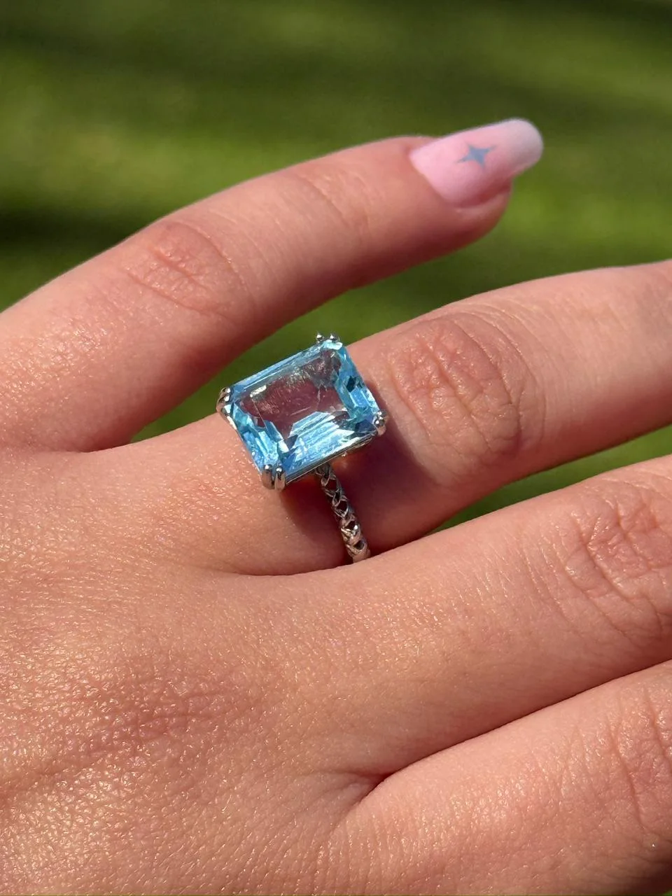 Bague topaz en argent s925/خاتم من التوباز الفضة عيار 925