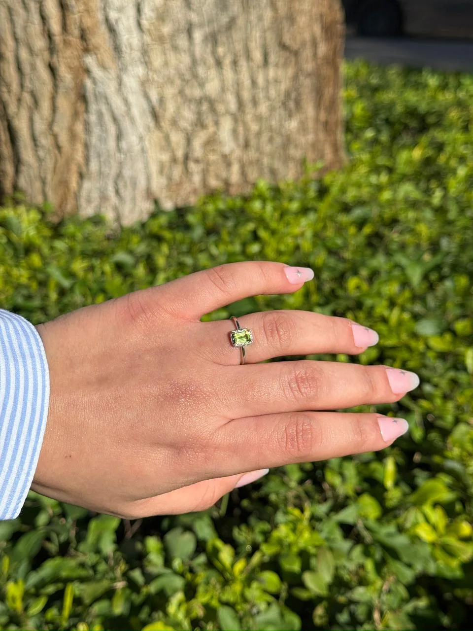 Bague peridot en argent s925/ خاتم من الزبرجد من الفضة عيار 925