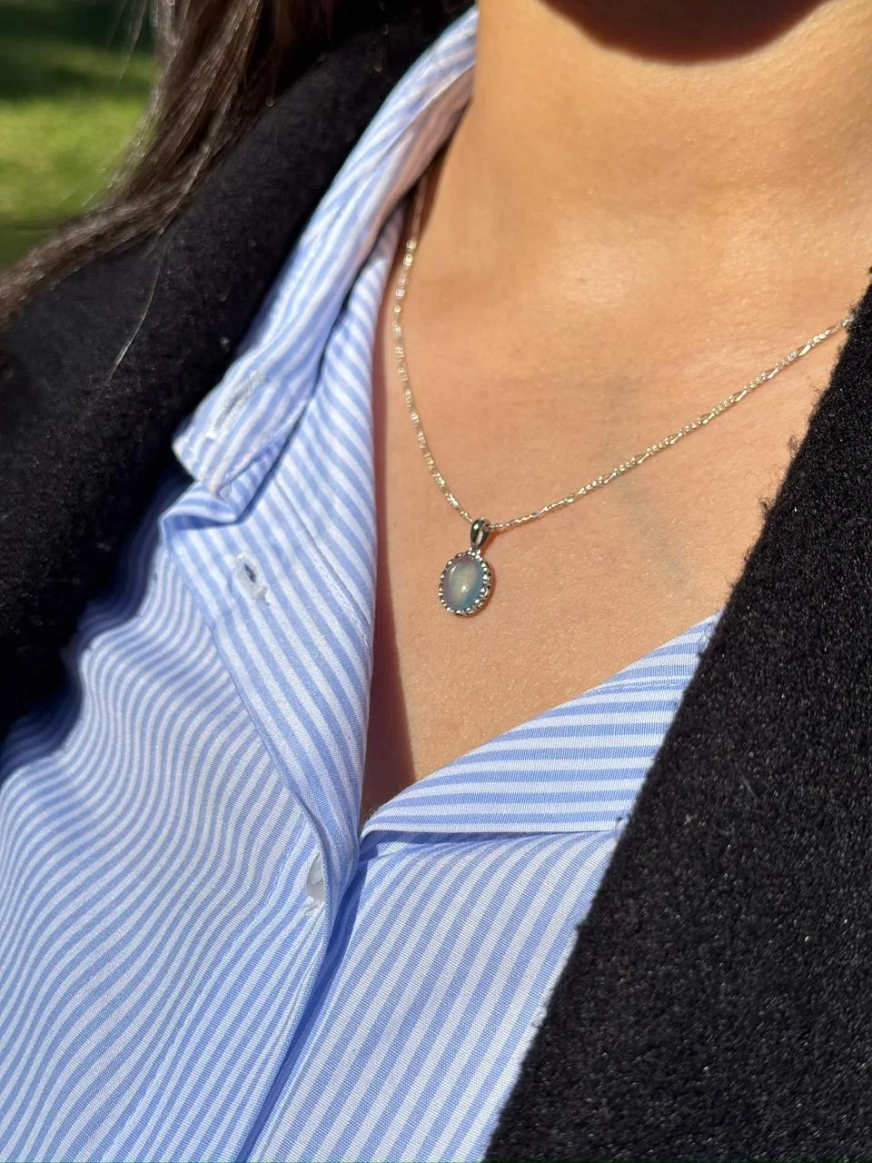 collier aquamarine en argent 925  / قلادة أكوامارين فضة عيار 925