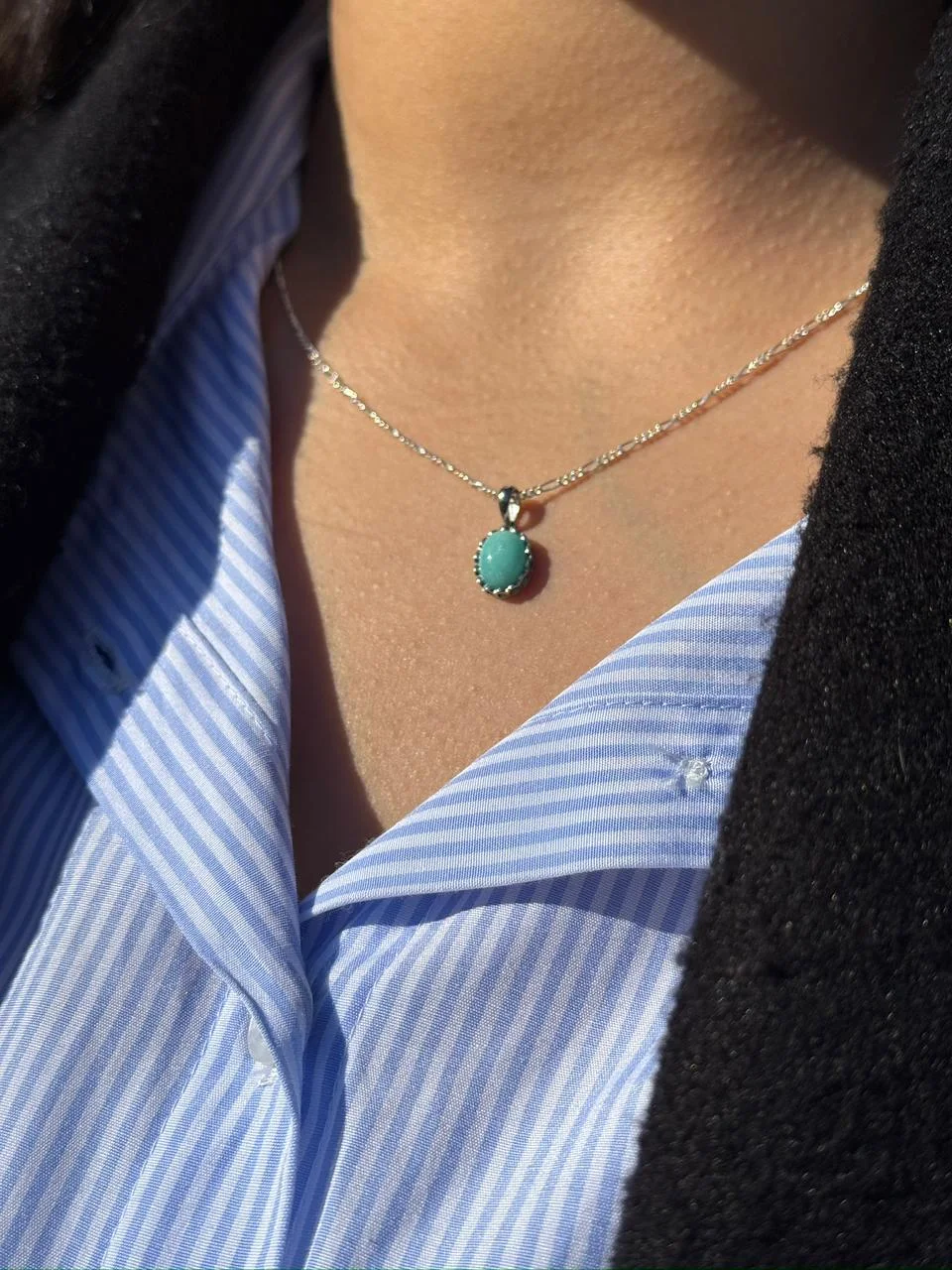 collier Amazonite en argent s925 /  قلادة أمازونيت من الفضة عيار 925