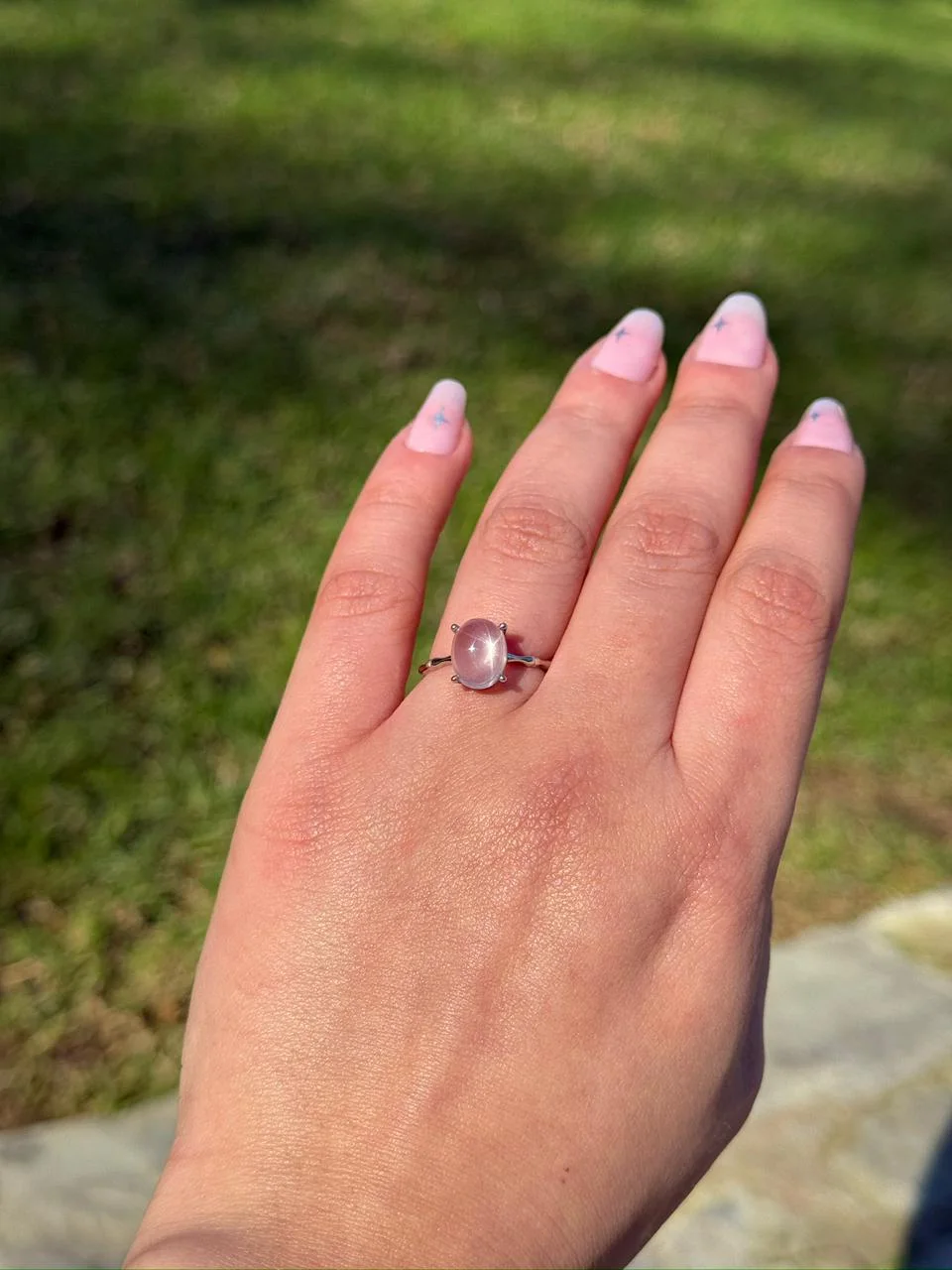 Bague quartz rose en argent s925/ خاتم من الكوارتز الوردي مصنوع من الفضة عيار 925