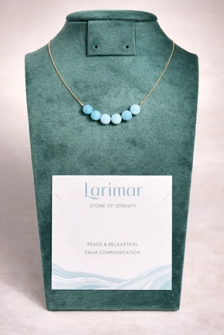 collier larimar avec acier inoxydable
