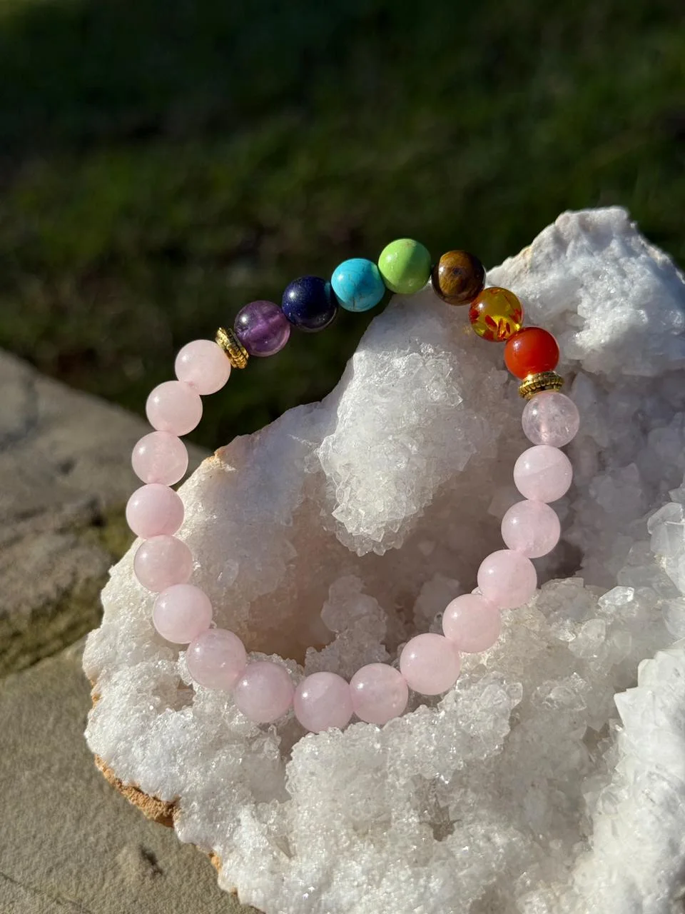 bracelet quartz rose chakra /سوار شاكرا من الكوارتز الوردي