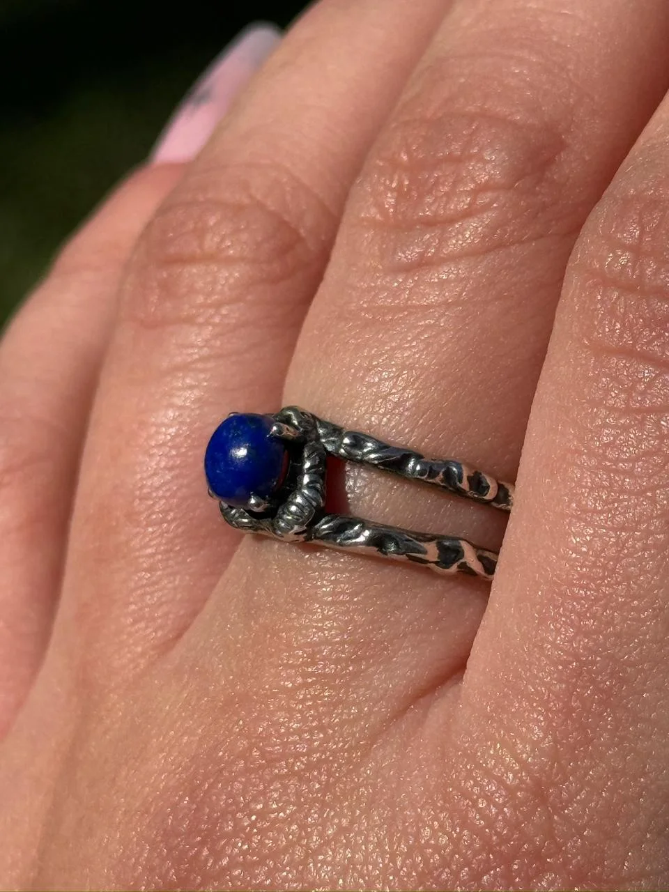 Bague lapis lazuli en argent s925/ خاتم من حجر اللازورد من الفضة عيار 925