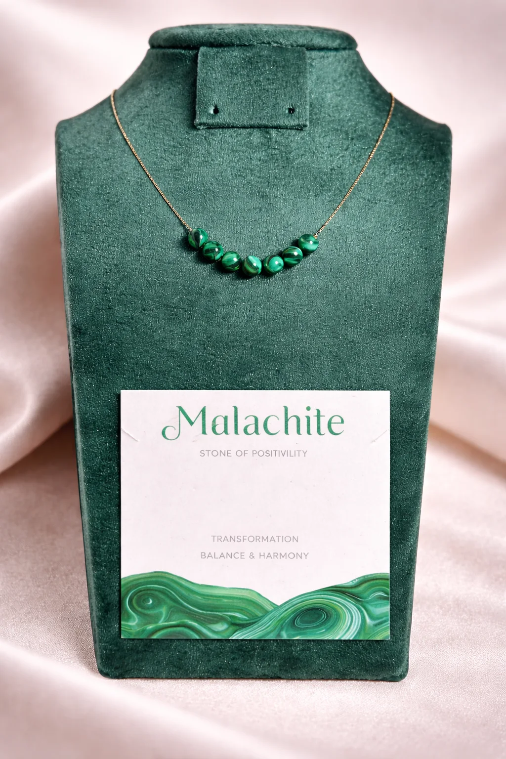 collier malachite avec acier inoxydable