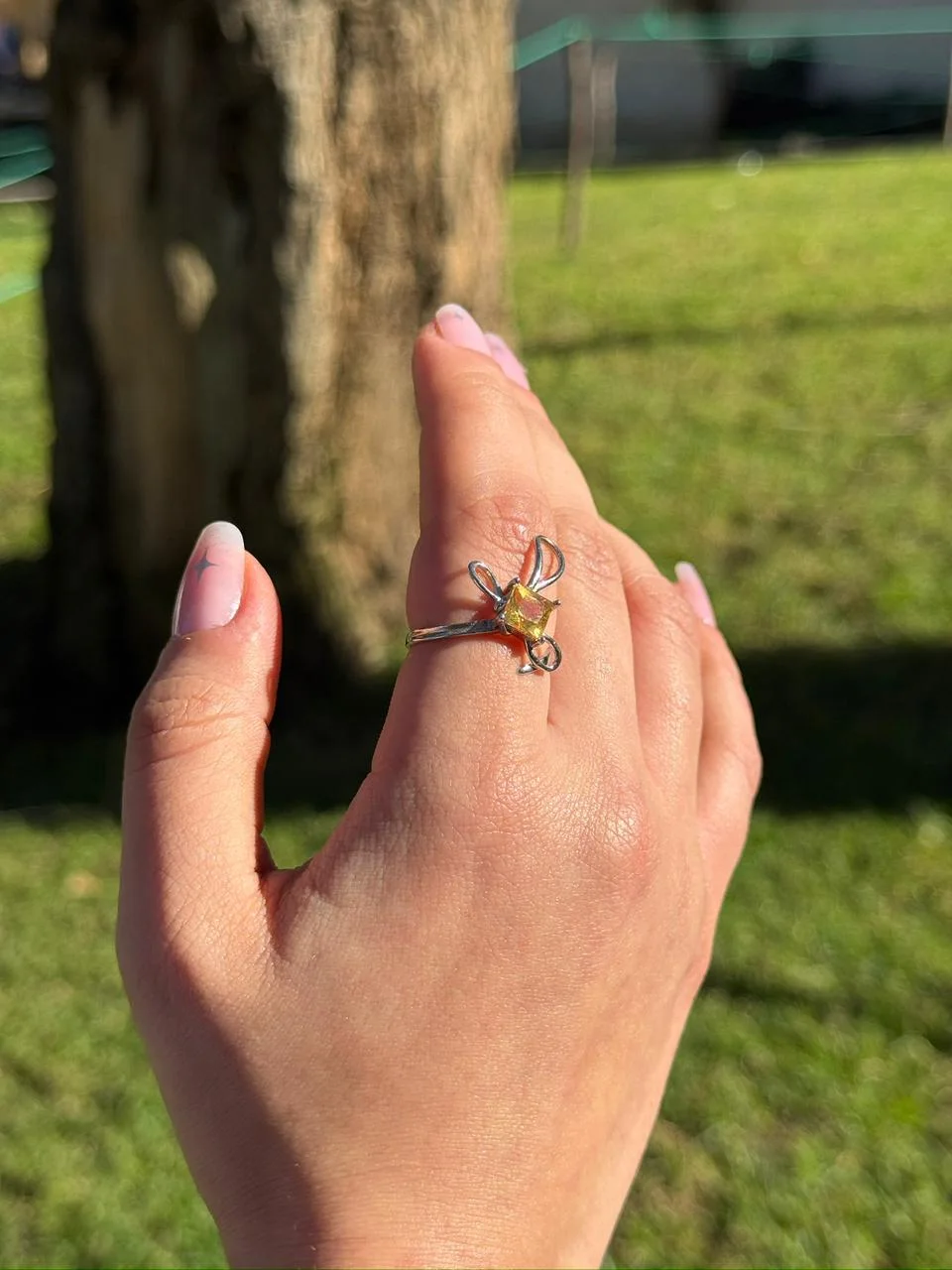 bague citrine en argent s925 /خاتم من حجر السترين من الفضة عيار 925