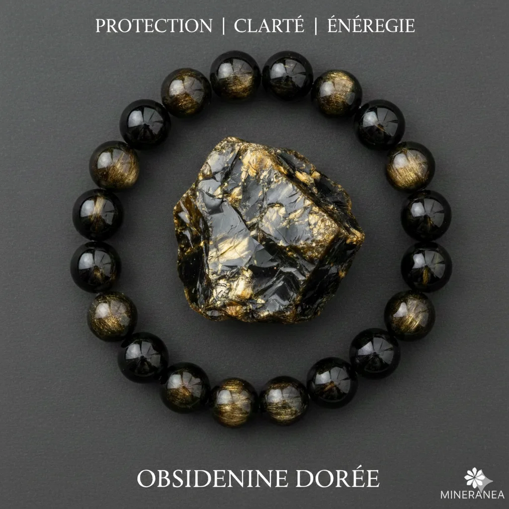 bracelet obsidienne doré / سوار السبج ذهبي
