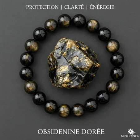 bracelet obsidienne doré / سوار السبج ذهبي