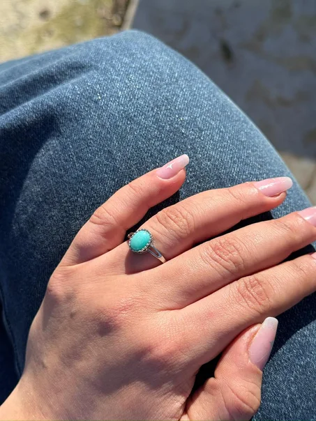 Bague Amazonite en argent s925 /  خاتم أمازونيت من الفضة عيار 925