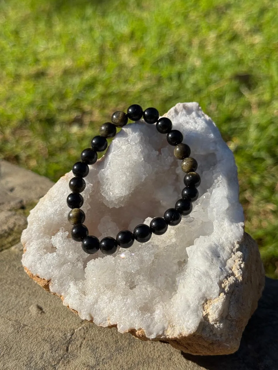 bracelet obsidienne doré / سوار السبج ذهبي