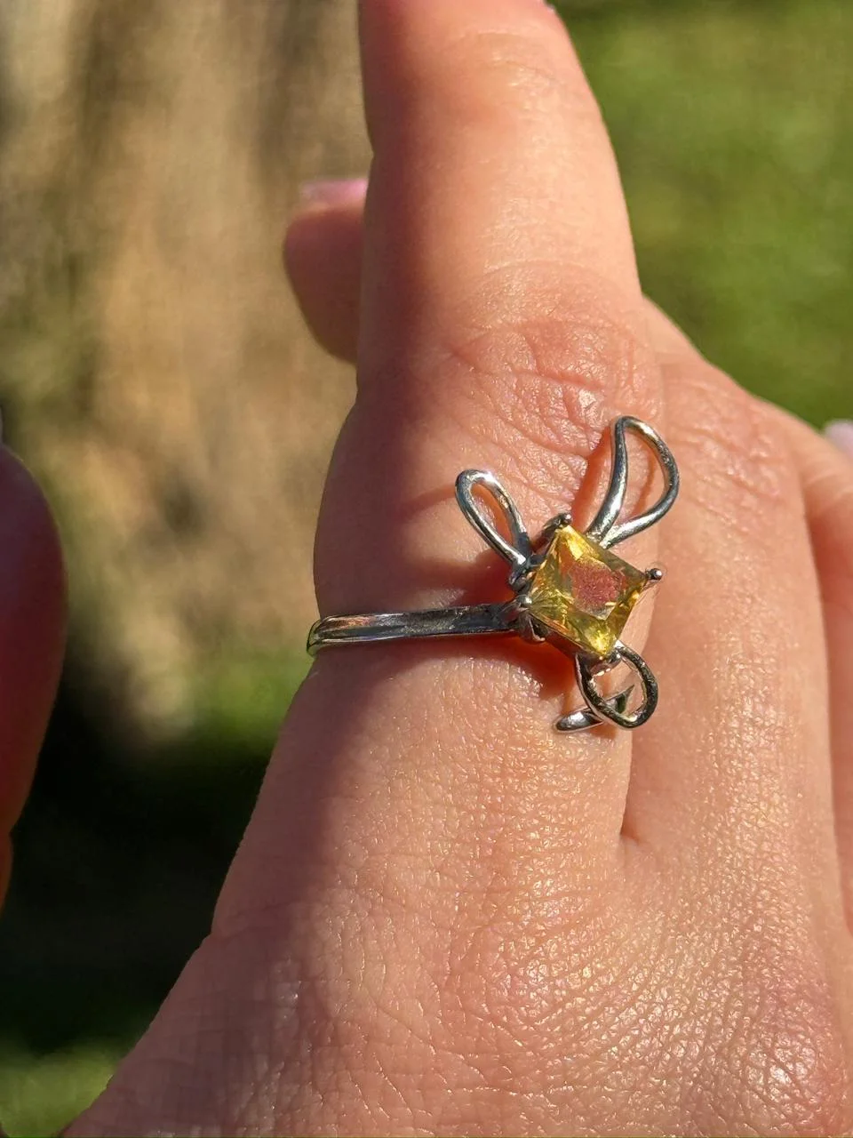 bague citrine en argent s925 /خاتم من حجر السترين من الفضة عيار 925