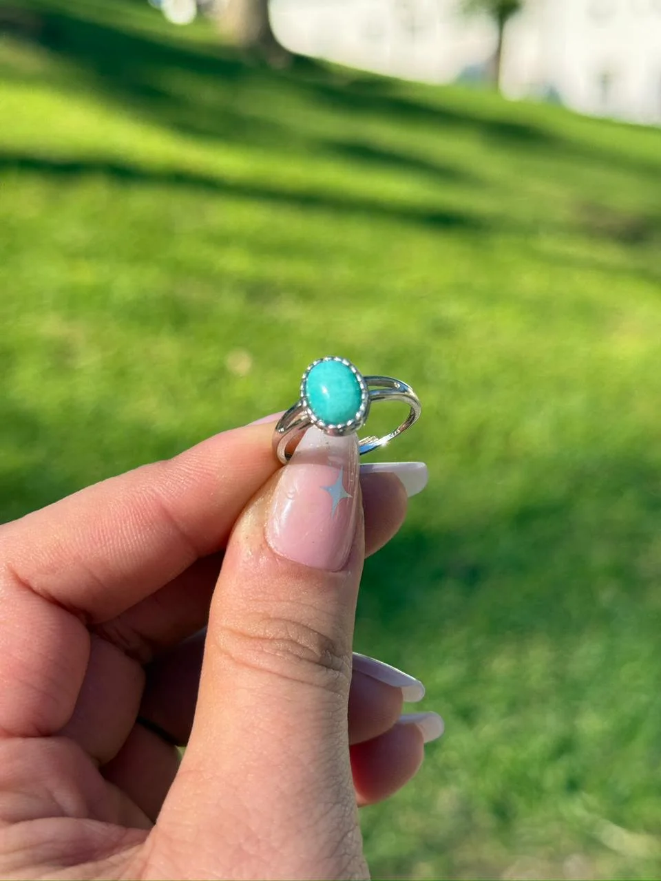 Bague Amazonite en argent s925 /  خاتم أمازونيت من الفضة عيار 925