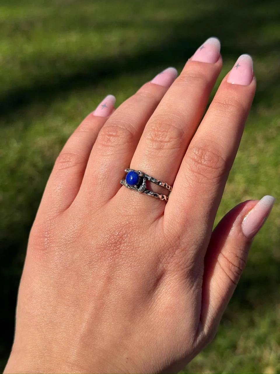 Bague lapis lazuli en argent s925/ خاتم من حجر اللازورد من الفضة عيار 925