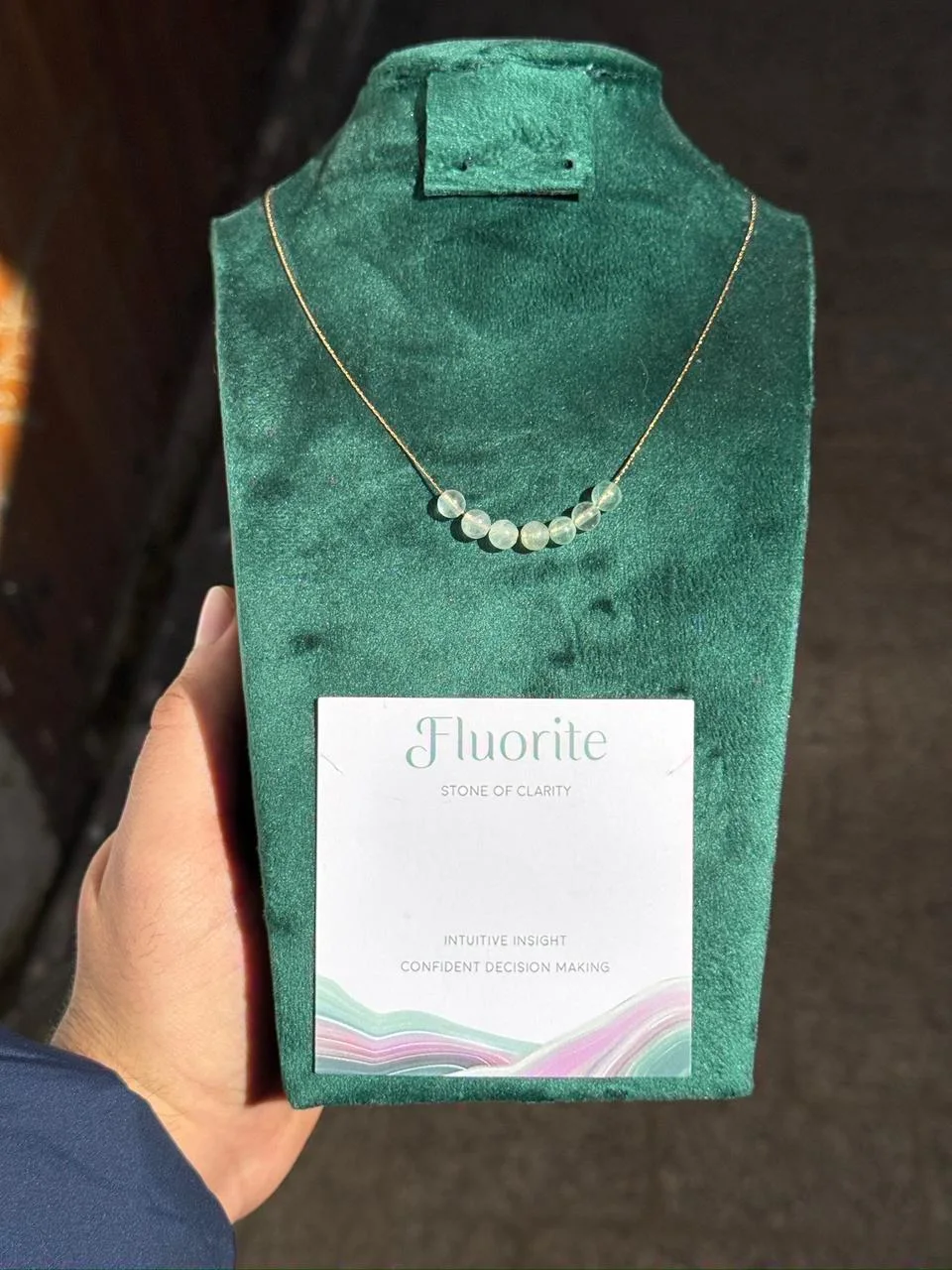 collier fluorite avec acier inoxydable