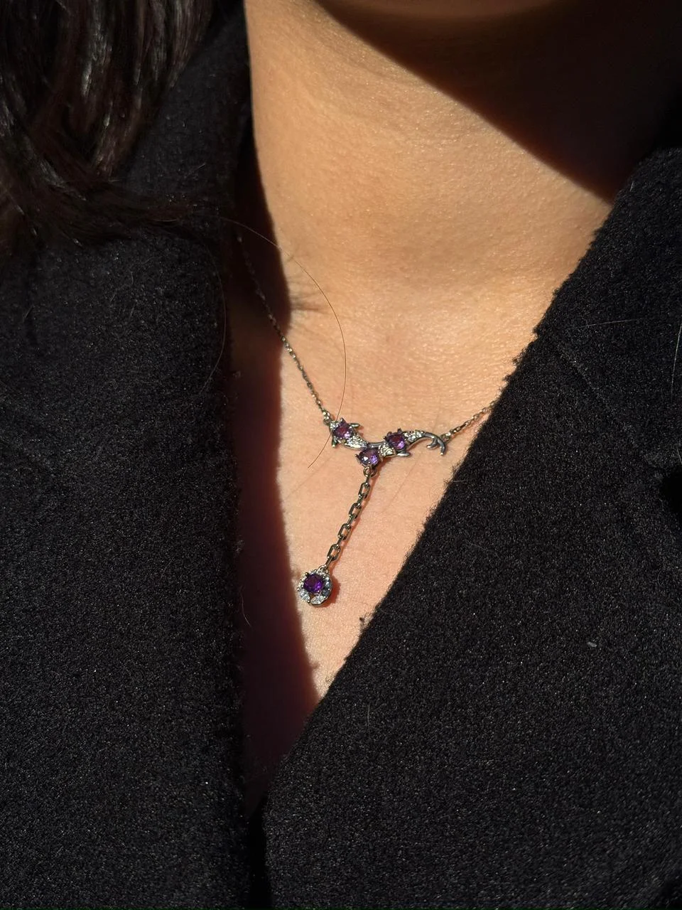 collier Améthyste en Argent 925 | قلادة من الجمشت فضة عيار 925