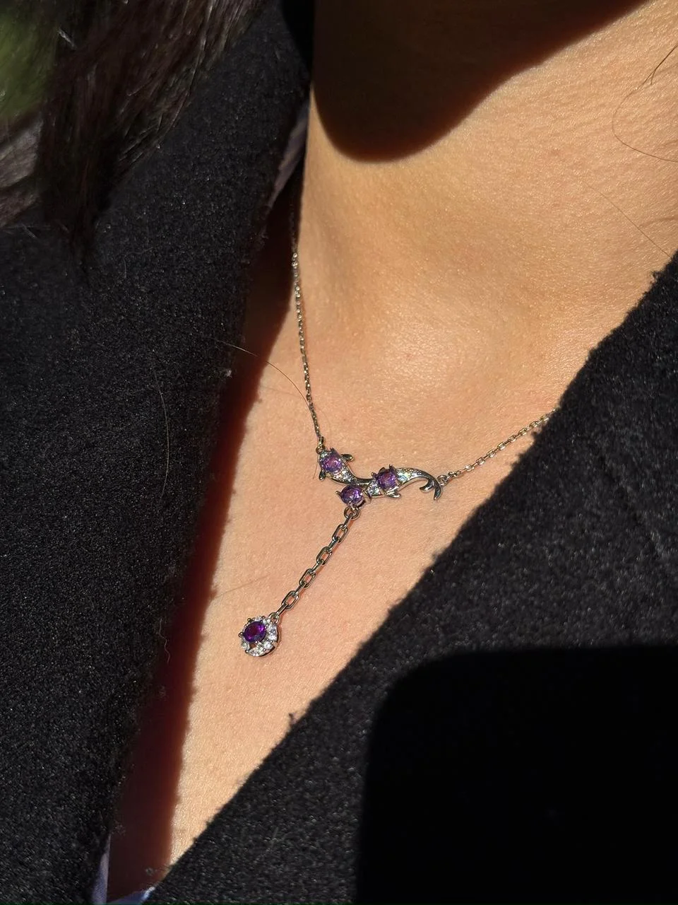 collier Améthyste en Argent 925 | قلادة من الجمشت فضة عيار 925