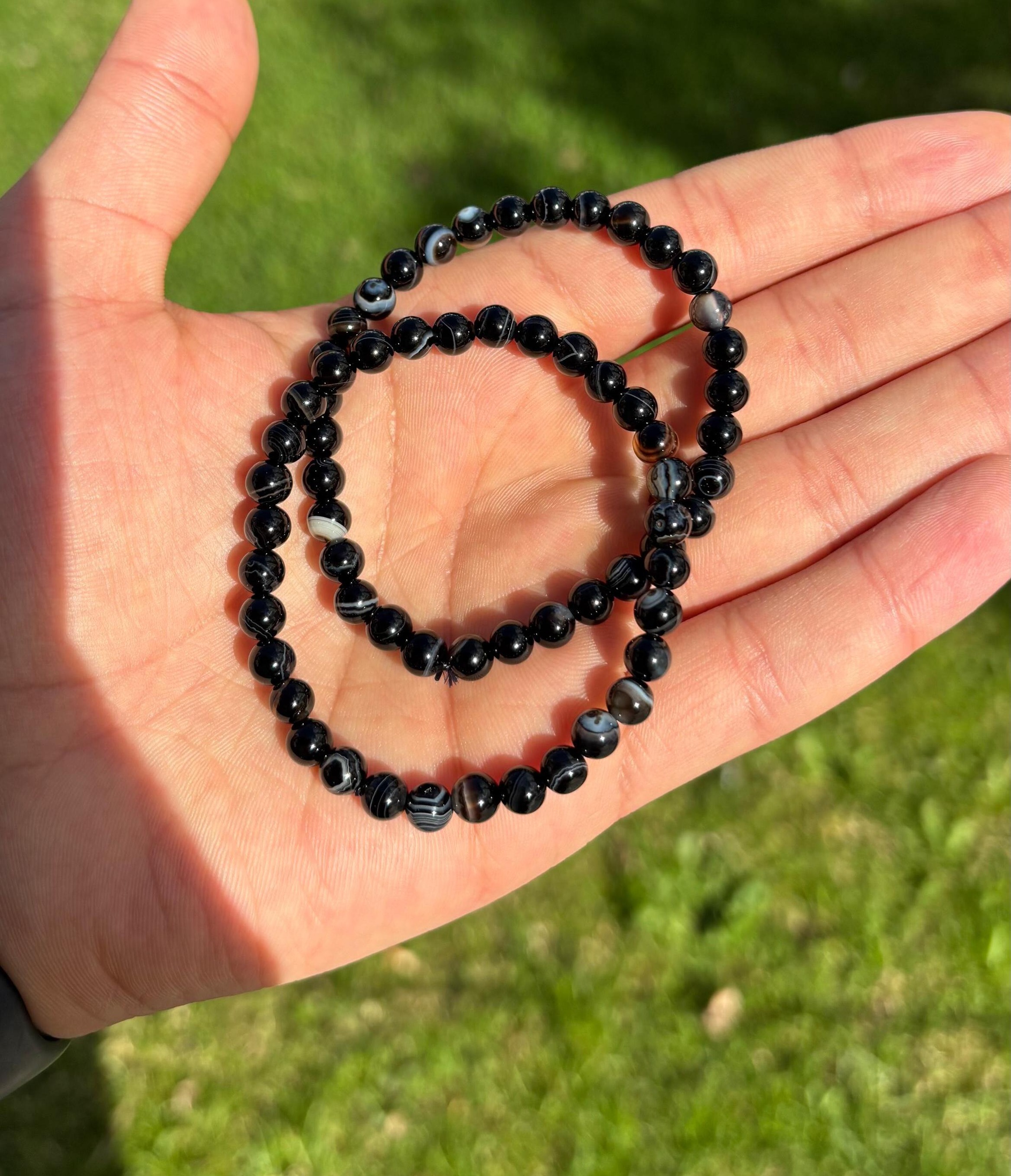 bracelet agate noir /سوار العقيق الأسود