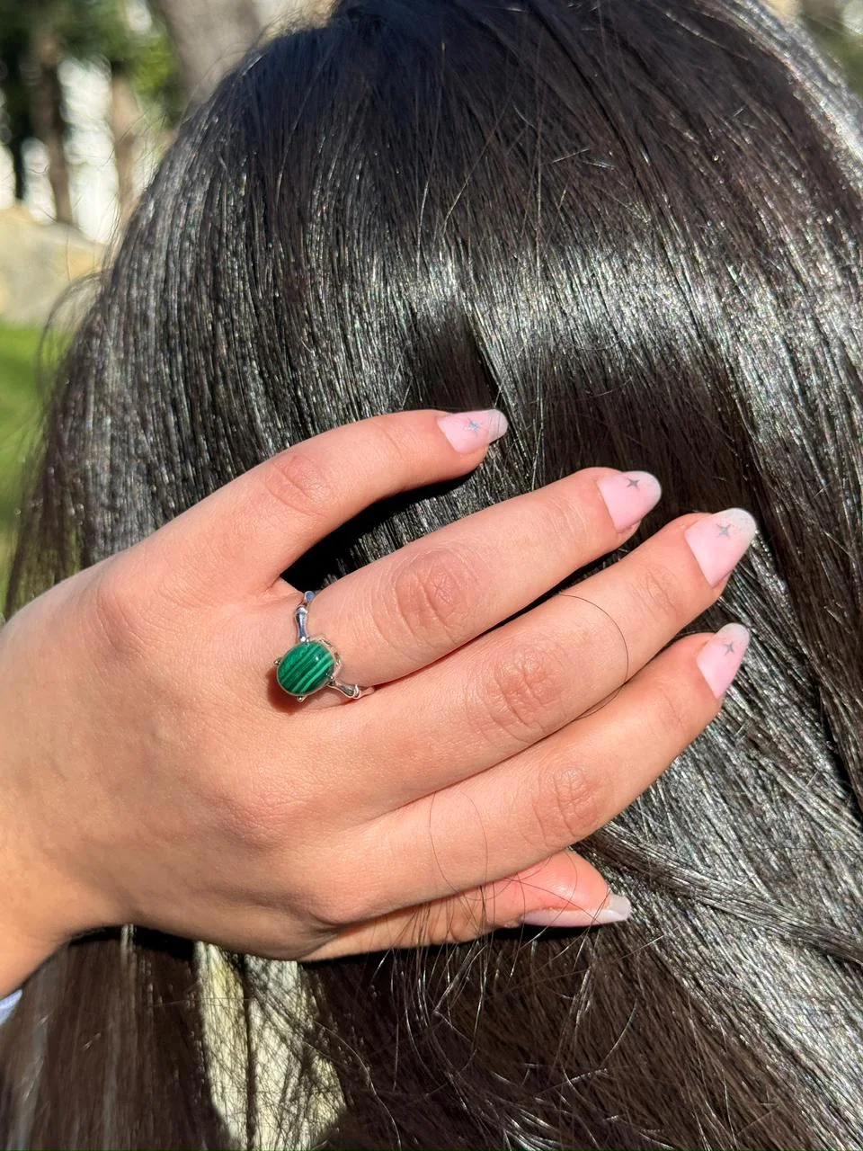 bague malachite en argent s925 / خاتم من الملاكيت من الفضة عيار 925