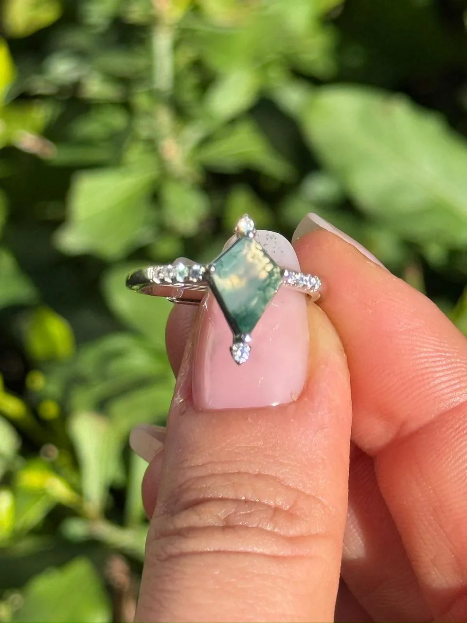 bague tree agate en argent s925 / خاتم حجر عقيق الشجرة من الفضة عيار 925