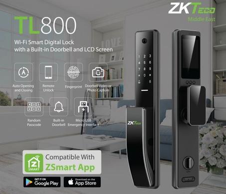 Serrure biométrique intelligente connectée WIFI à empreinte digitale, camera integrée, Ecran LCD d'affichage, application mobile, Smart Lock WIFI de haute sécurité, TL800, contrôle d'accès