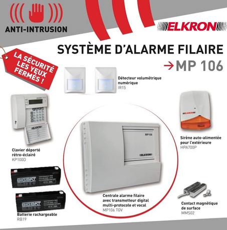 KIT ALARME MP106 FILAIRE AVEC TRANSMETTEUR INTEGRE