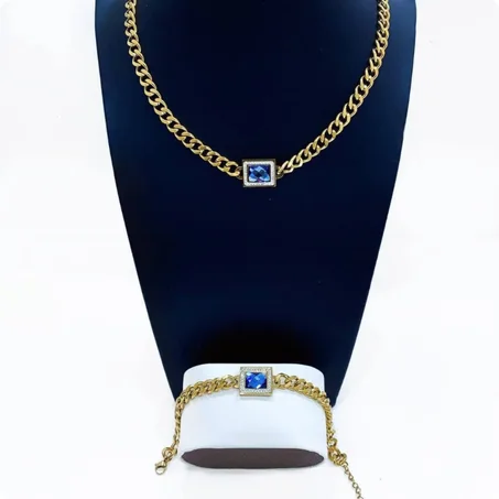 collier et gourmette en acier v5 + boite cadeu