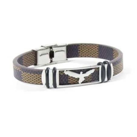 Bracelet Argent + Acier inoxydable combinaison en cuir pour homme