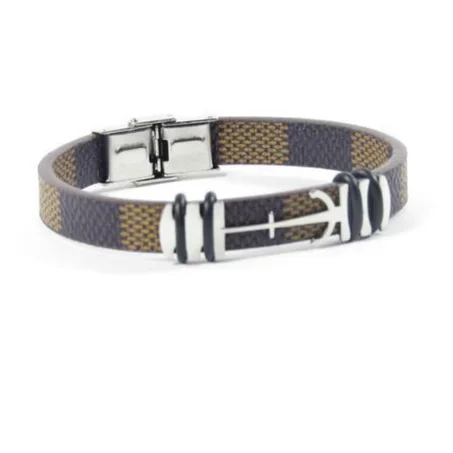 Bracelet A2 Argent + Acier inoxydable combinaison en cuir pour homme