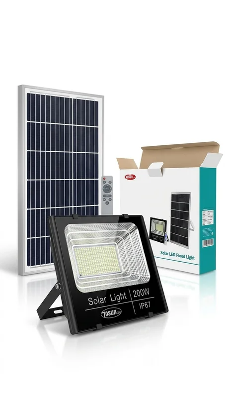 PROJECTEUR SOLAIRE TOSUNLUX 200W   إضاءة قوية بالطاقة الشمسية   IP67 مقاومة للماء والغبار