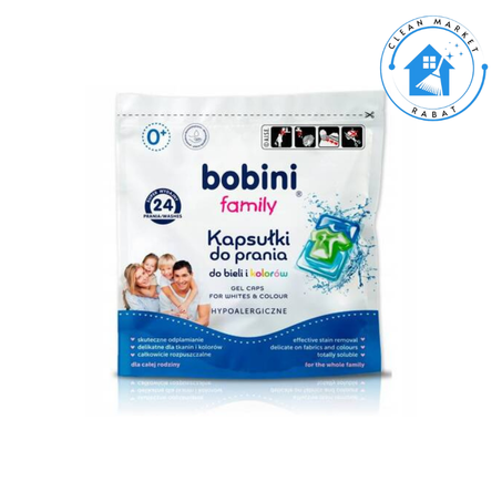 Bobini Family Capsules de lessive universelles 24 Pièces